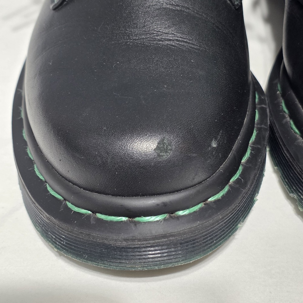 Dr. Martens 1461 Black/Green Leather Lace-Up Shoes Green Laces - Picture 4 of 14